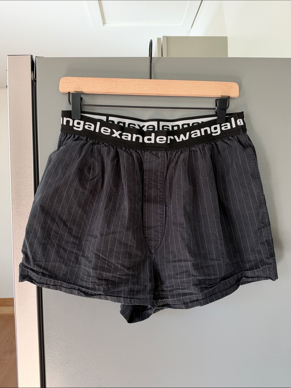 Alexander Wang Pinstripe Print Cotton Poplin Shorts Size S (Runs Big)